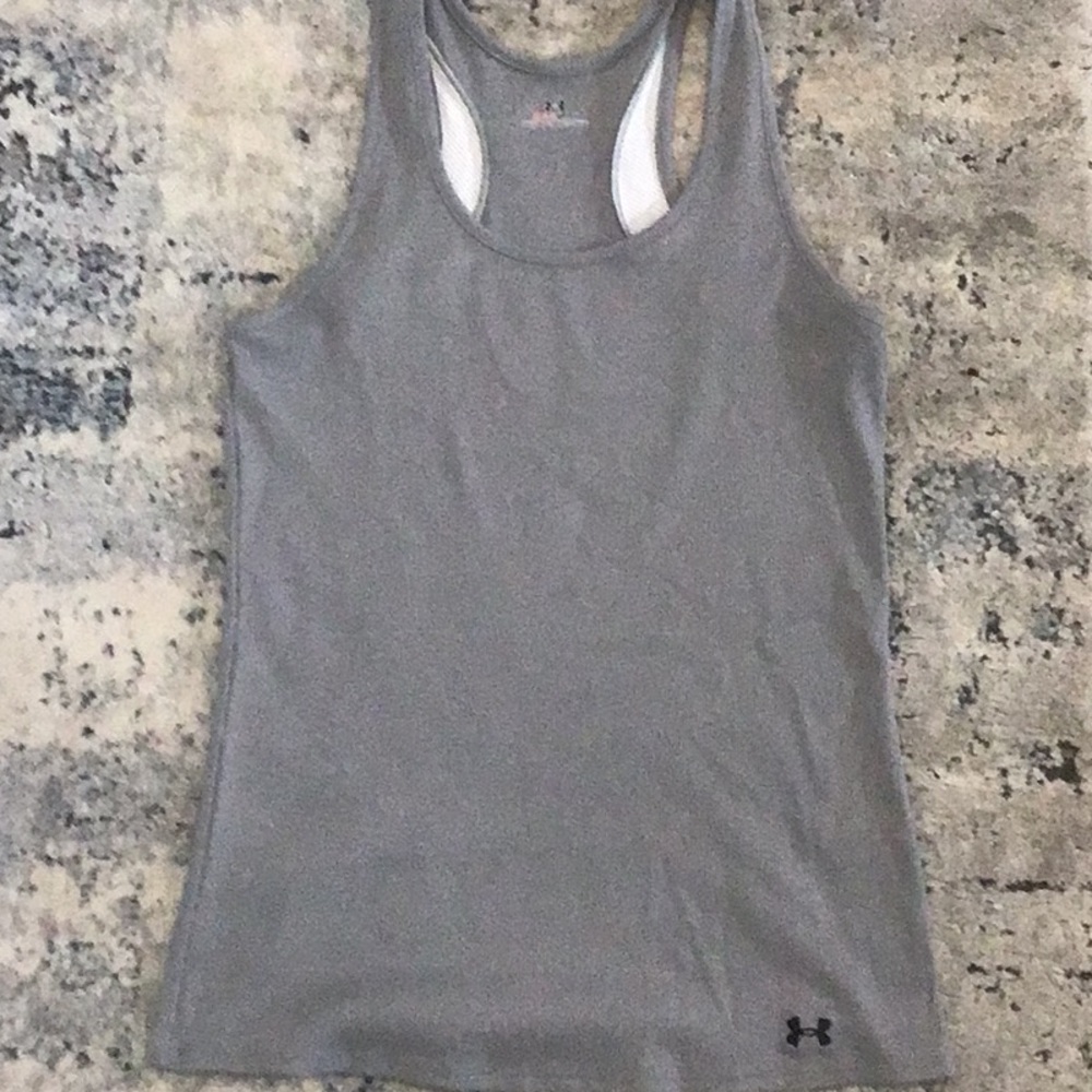 UNDER ARMOUR Grey Heatgear Tank, Workout Wear, Exercise Tank Top